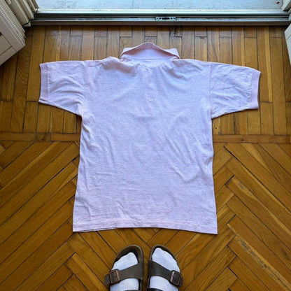 1980s Emporio Armani Graphic Polo Shirt Pink S