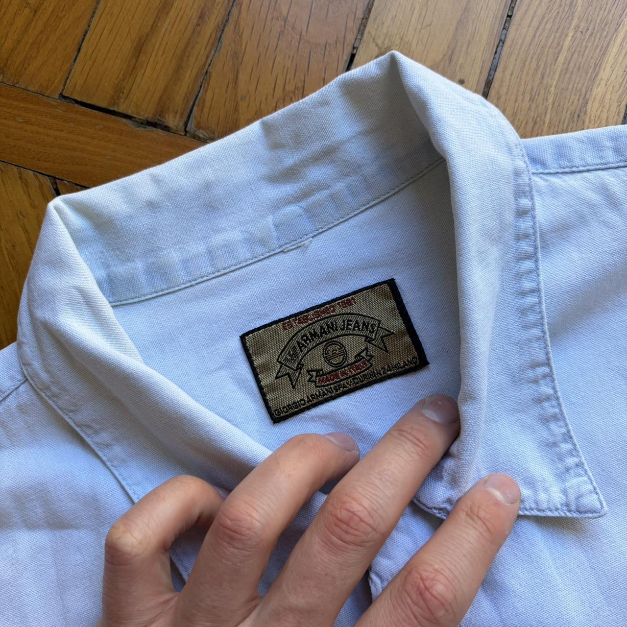 1990s Armani Jeans Print Shirt Blue L