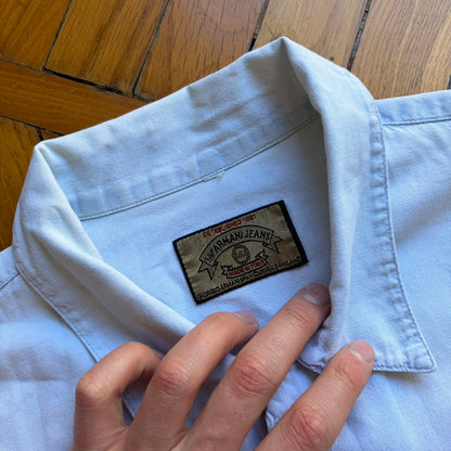 1990s Armani Jeans Print Shirt Blue L