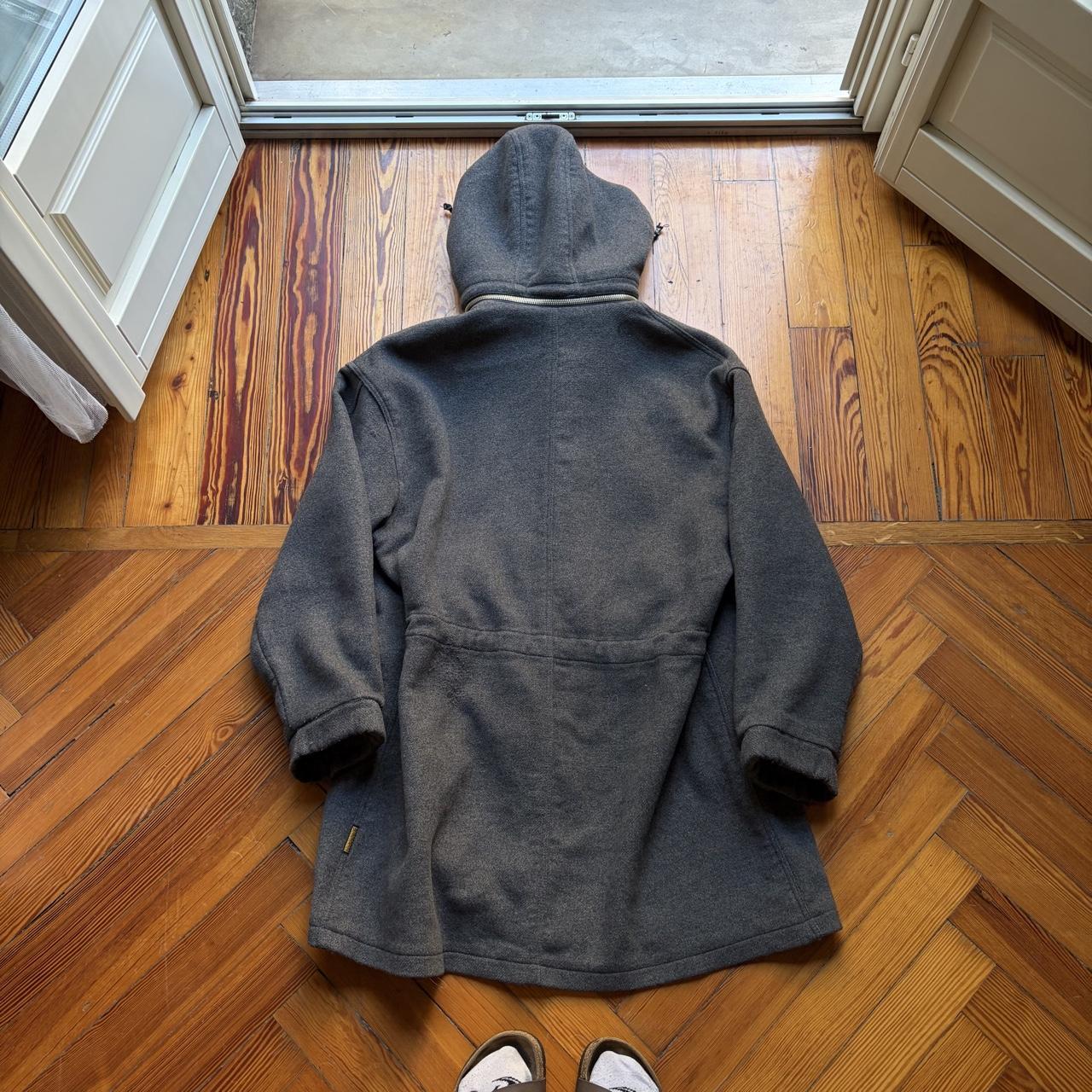 1990s Armani Jeans Wool Trench Coat Grey XXL