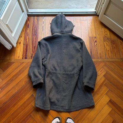 1990s Armani Jeans Wool Trench Coat Grey XXL