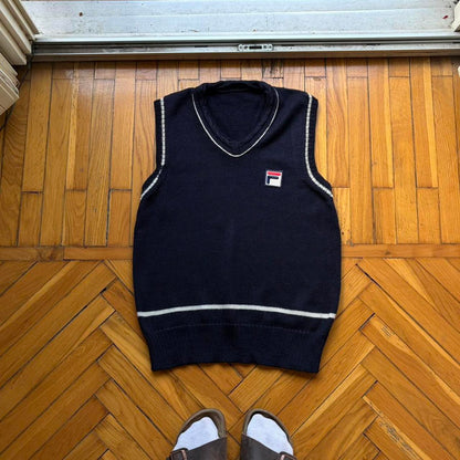 1980s Fila Knitted Vest Navy XS