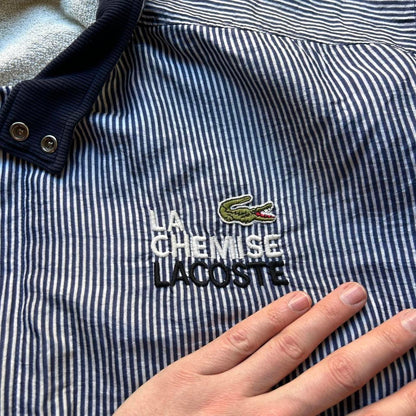 1990s Lacoste Chemise Bomber Jacket Striped XL