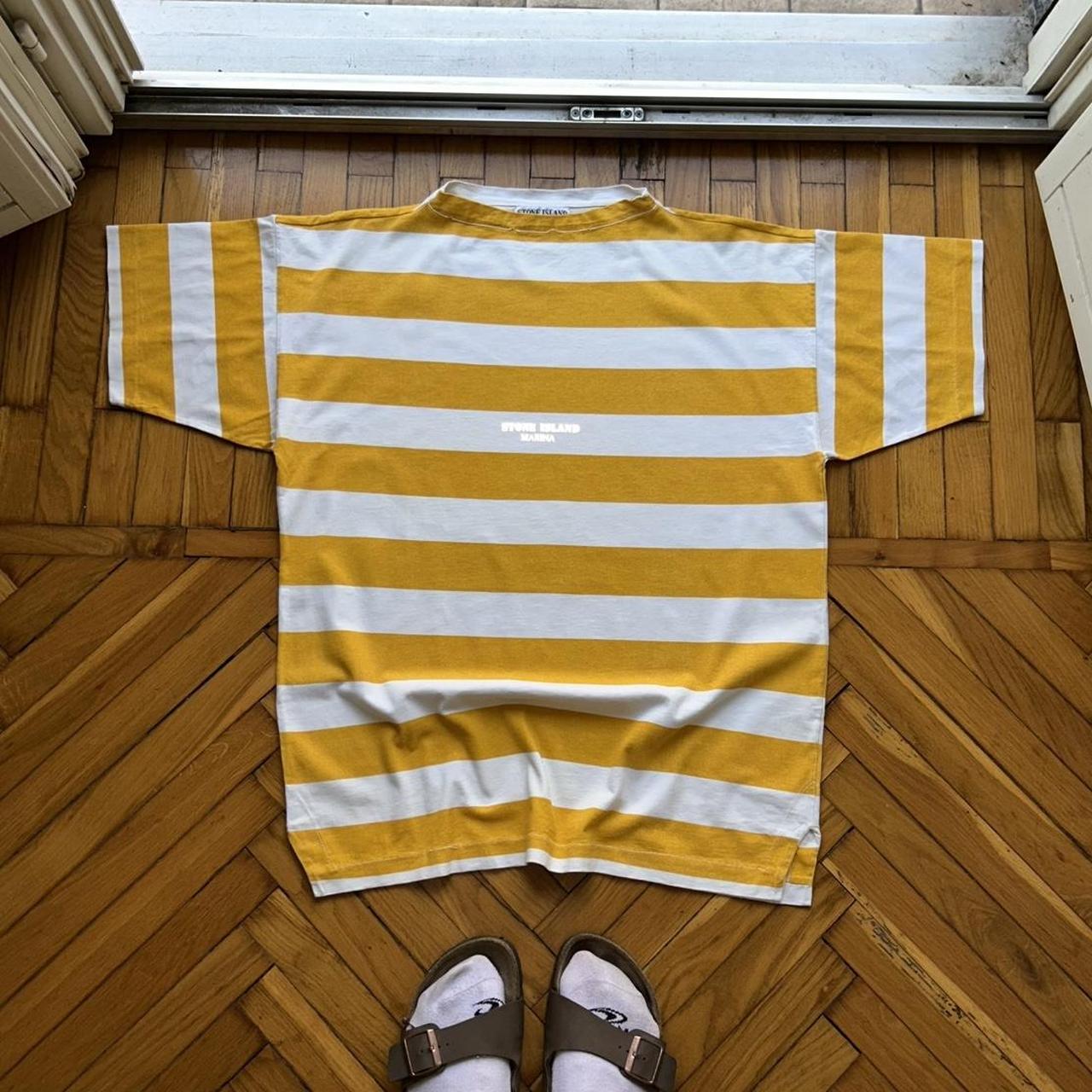 1990s Stone Island Marina Reflective Striped T Shirt L