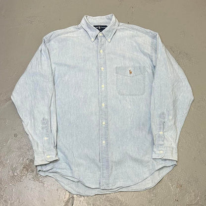 1990s Ralph Lauren Shirt Blue XL