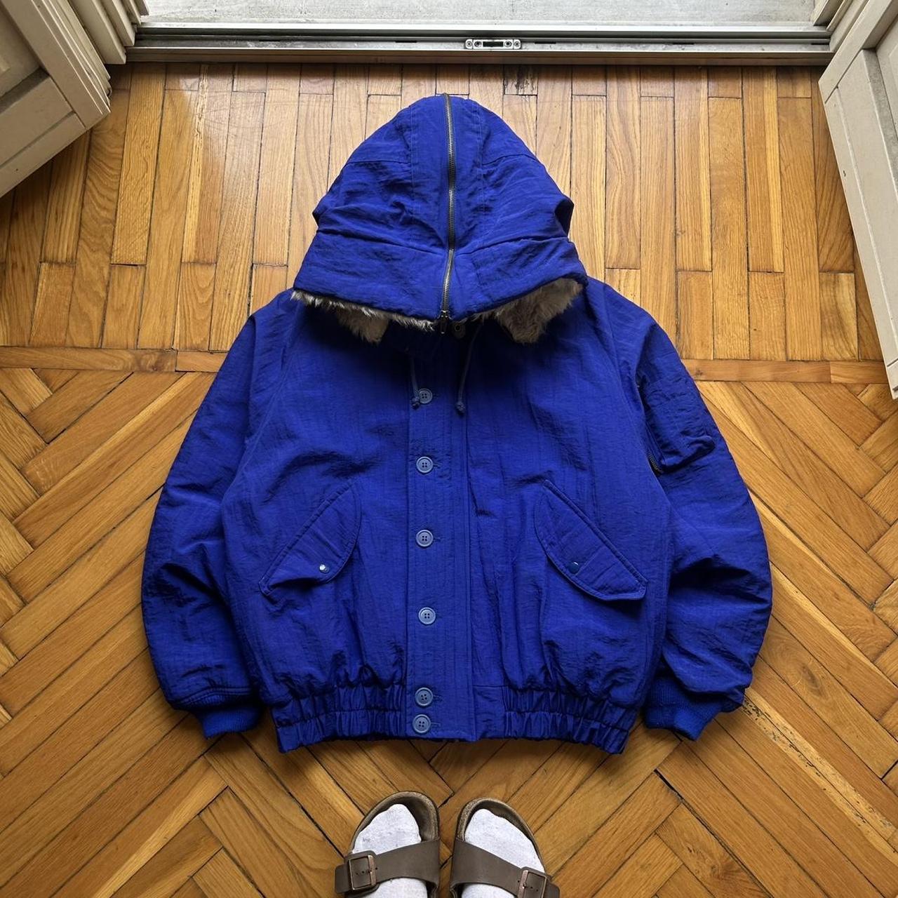 1980s Benetton Snorkel Hood Bomber Jacket Blue M