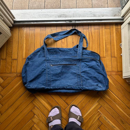 1990s Armani Jeans Denim Duffle Bag