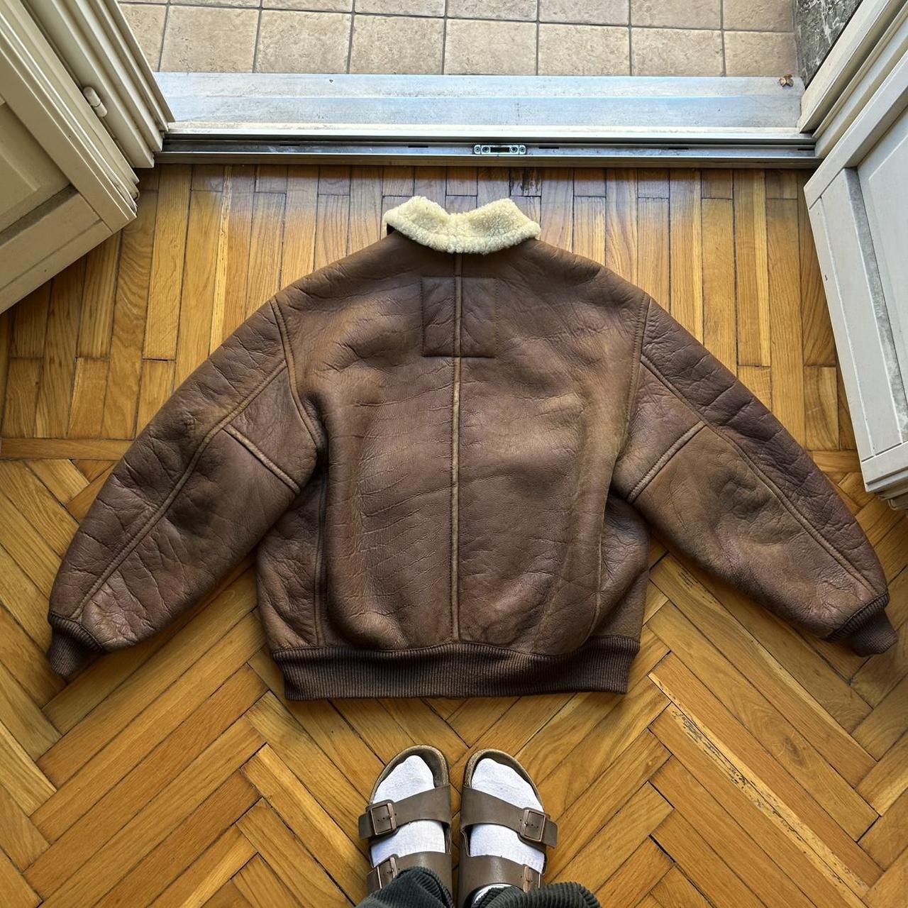 1980s Emporio Armani Leather Shearling Jacket Brown L
