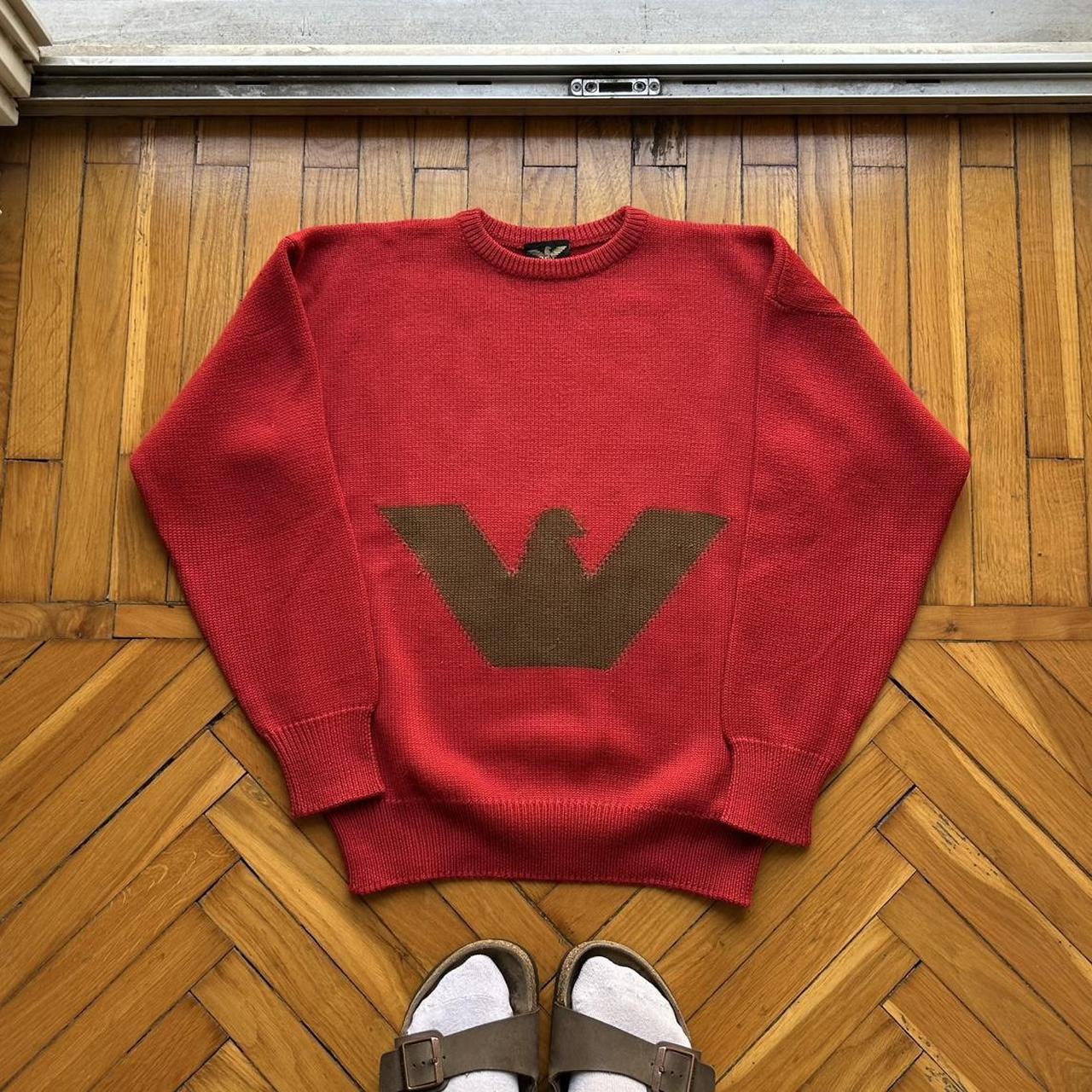 1980s Giorgio Armani Seperates Knitted Jumper Red XS