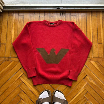 1980s Giorgio Armani Seperates Knitted Jumper Red XS