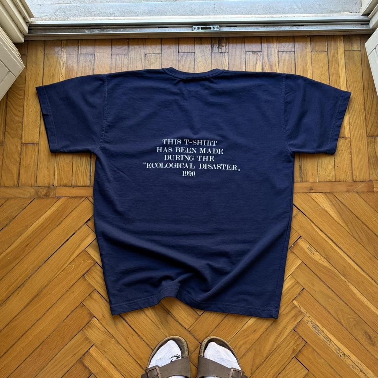 1990 Moschino Ecological Disaster T Shirt Navy L