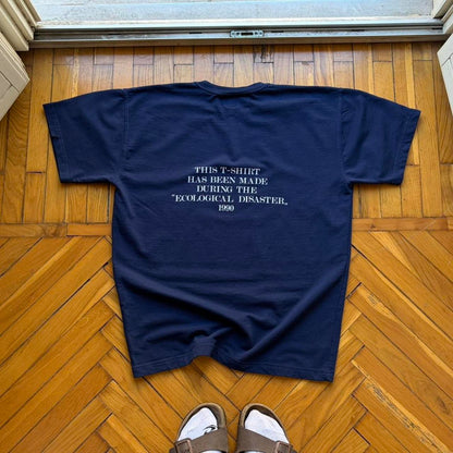 1990 Moschino Ecological Disaster T Shirt Navy L
