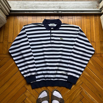 1990s Lacoste Chemise Striped Sweatshirt XL