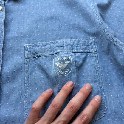 1980s Emporio Armani Denim Shirt Blue L