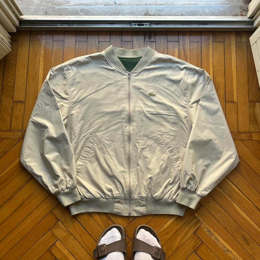 1990s Lacoste Chemise Bomber Jacket Beige L