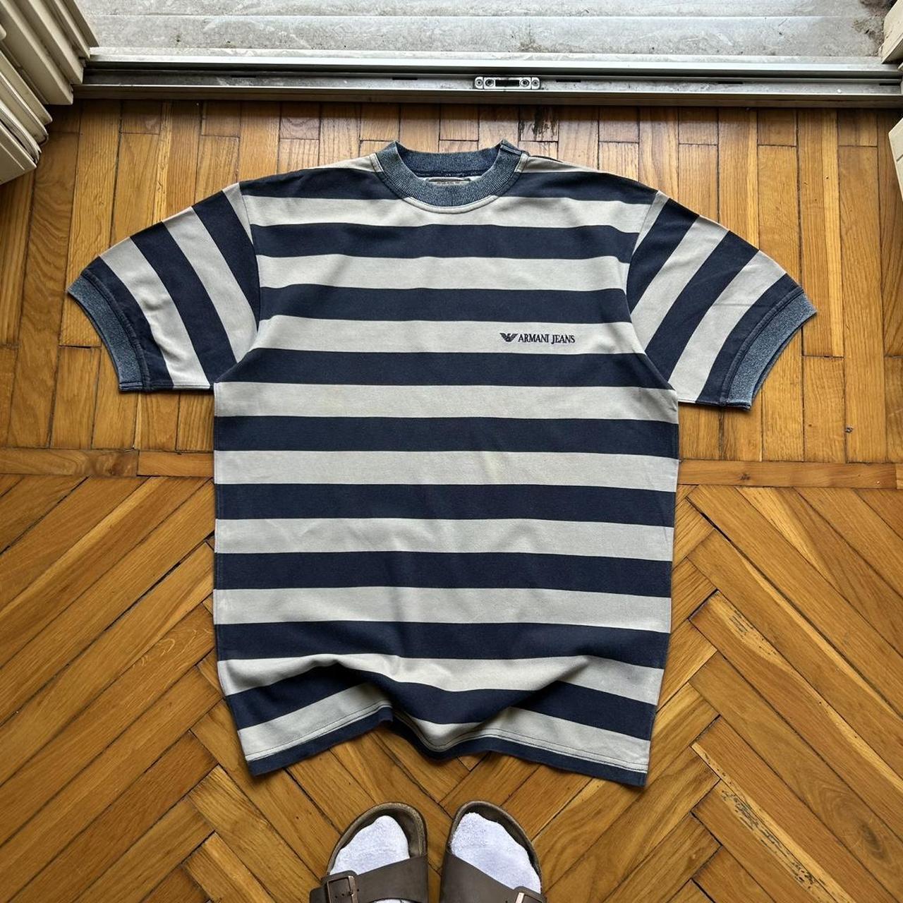 1980s Armani Jeans Striped T Shirt M