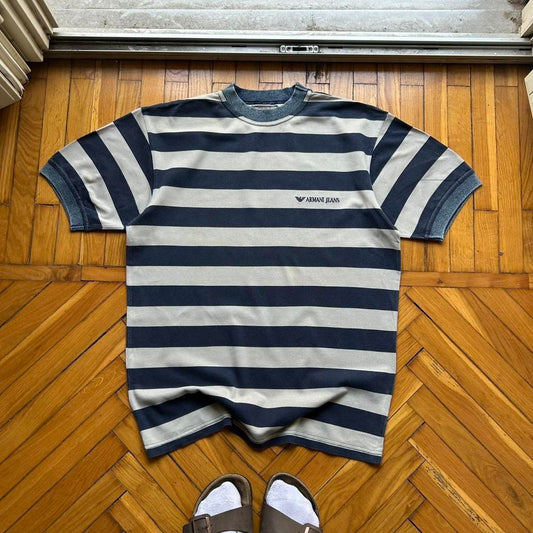 1980s Armani Jeans Striped T Shirt M