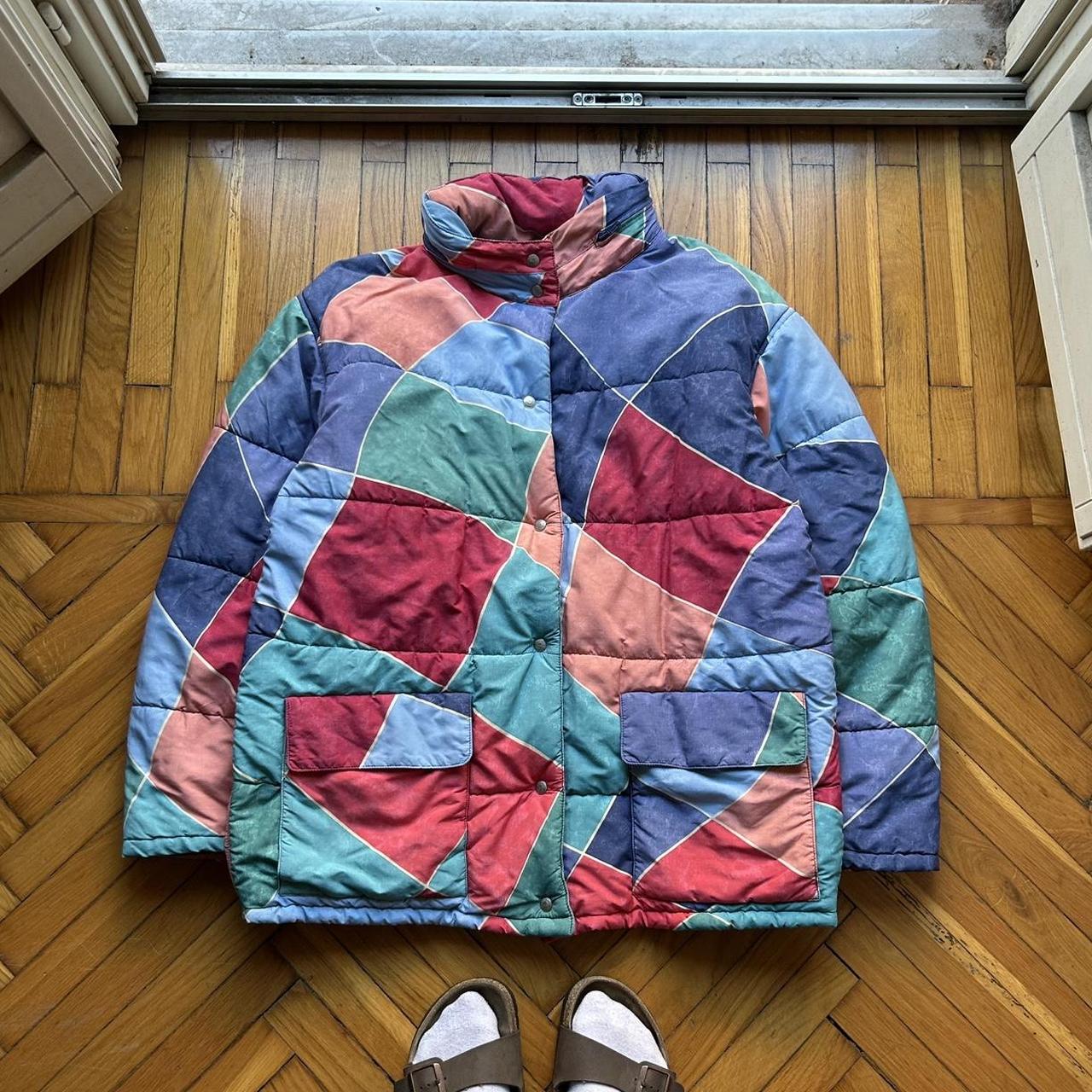 1990s Armani Jeans Multicoloured Puffer Jacket XL
