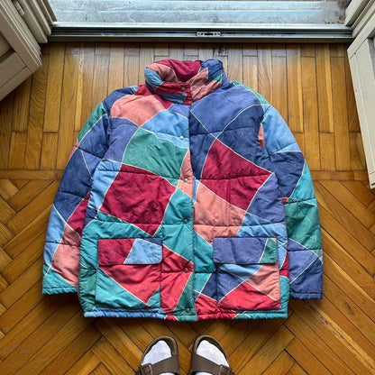 1990s Armani Jeans Multicoloured Puffer Jacket XL