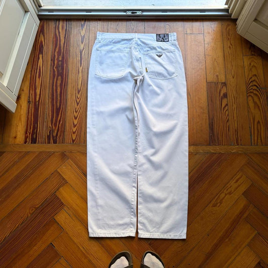 1990s Armani Jeans Trousers White 32W 30L