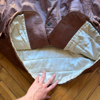 1980s Emporio Armani Leather Jacket Brown XL