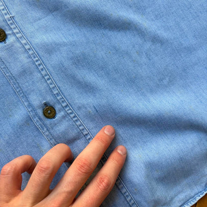 1990s Armani Jeans Denim Shirt Blue XL