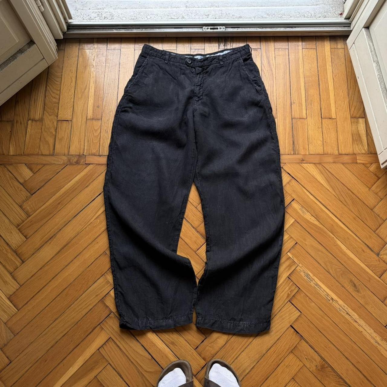 2000s Armani Jeans Linen Trousers Black 30W 30L