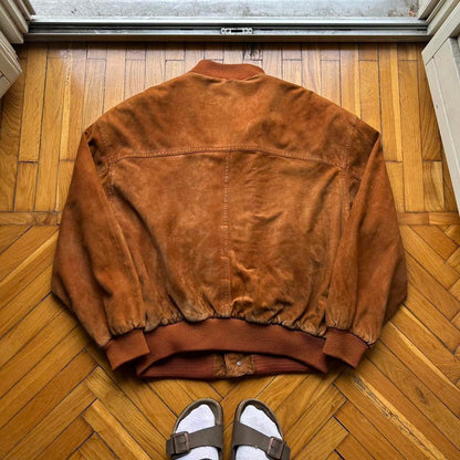 1990s Hugo Boss Suede Leather Jacket XL