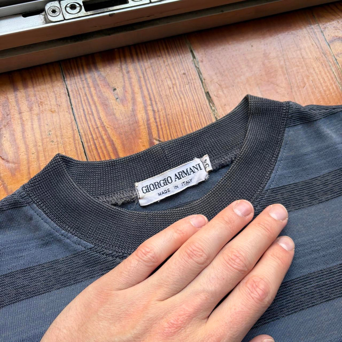 1980s Giorgio Armani Striped T Shirt XL
