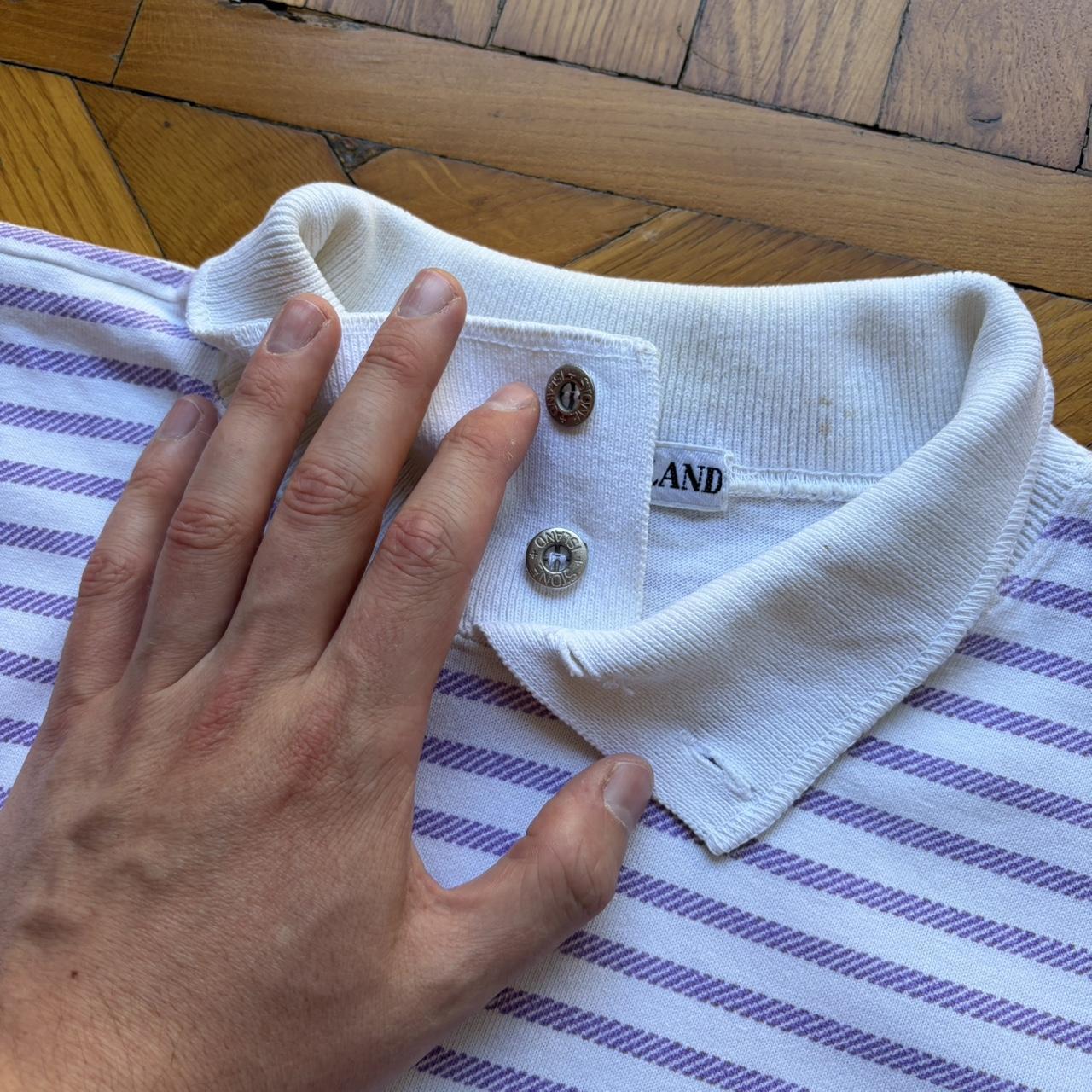 1990s Stone Island Striped Polo Shirt M