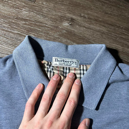 1990s Burberry Polo Shirt Blue M