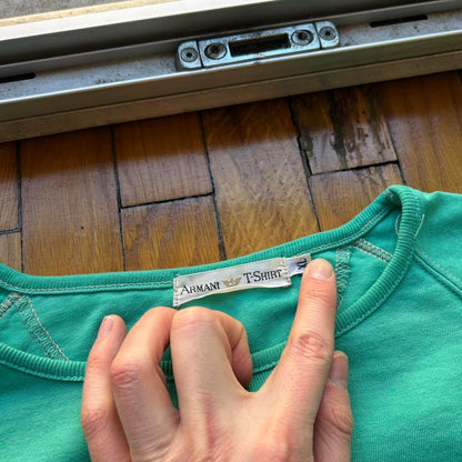 1980s Armani LS T Shirt Green M
