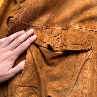 1990s Hugo Boss Suede Leather Jacket XL