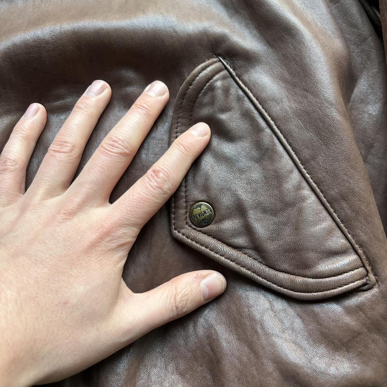 1990s Chevignon Leather Jacket Brown XXL