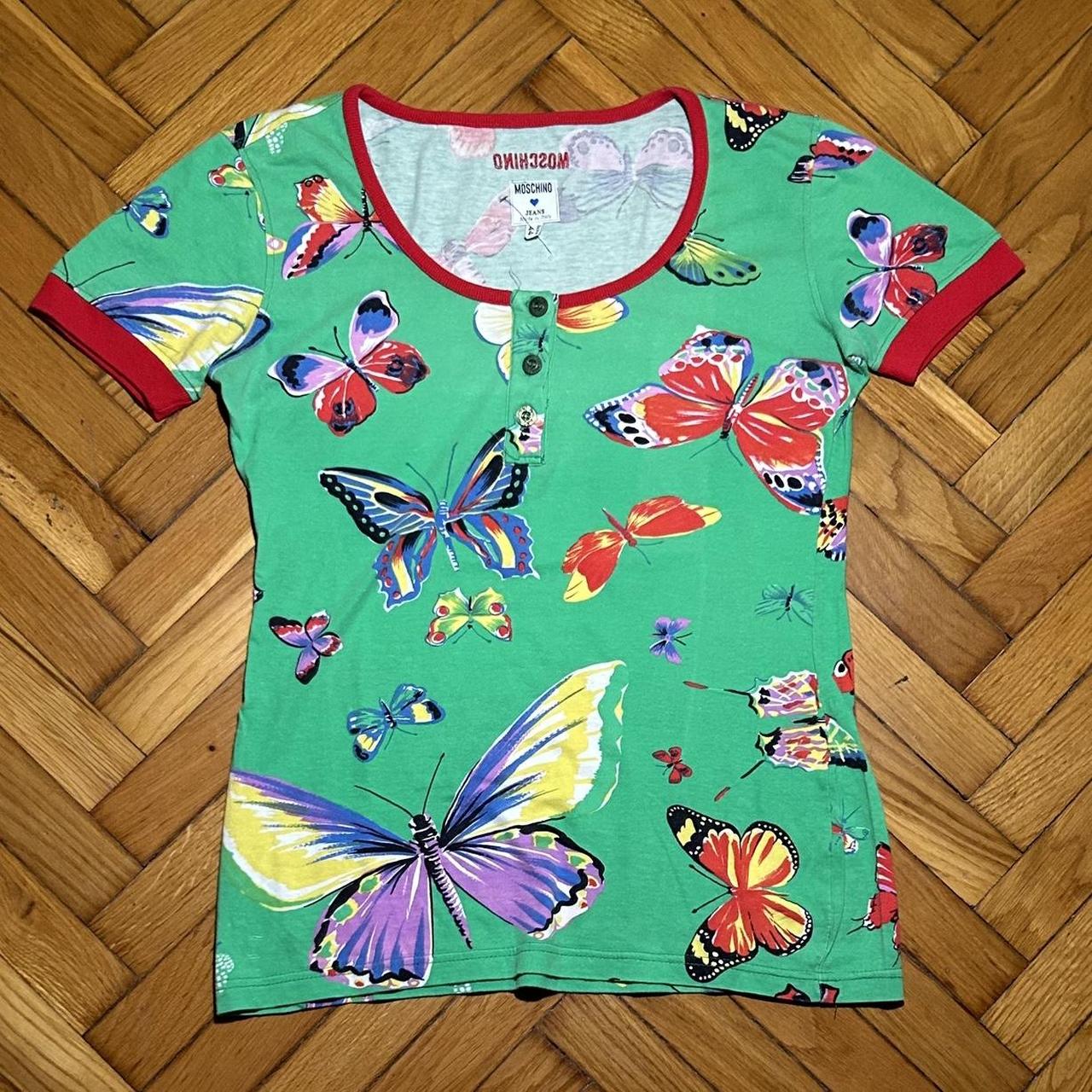 1990s Moschino Butterfly T Shirt Women's S