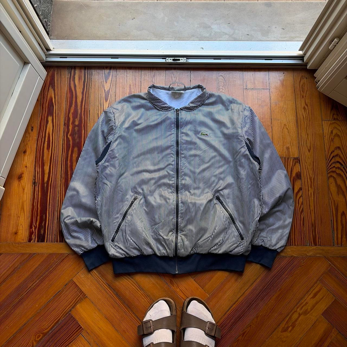 1990s Lacoste Chemise Striped Jacket L