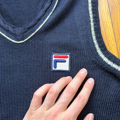 1980s Fila Knitted Vest Navy XS