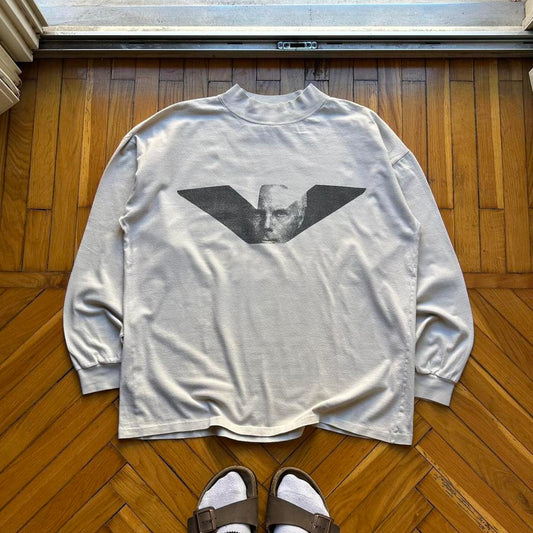 1980s Emporio Armani LS Graphic T Shirt Beige L