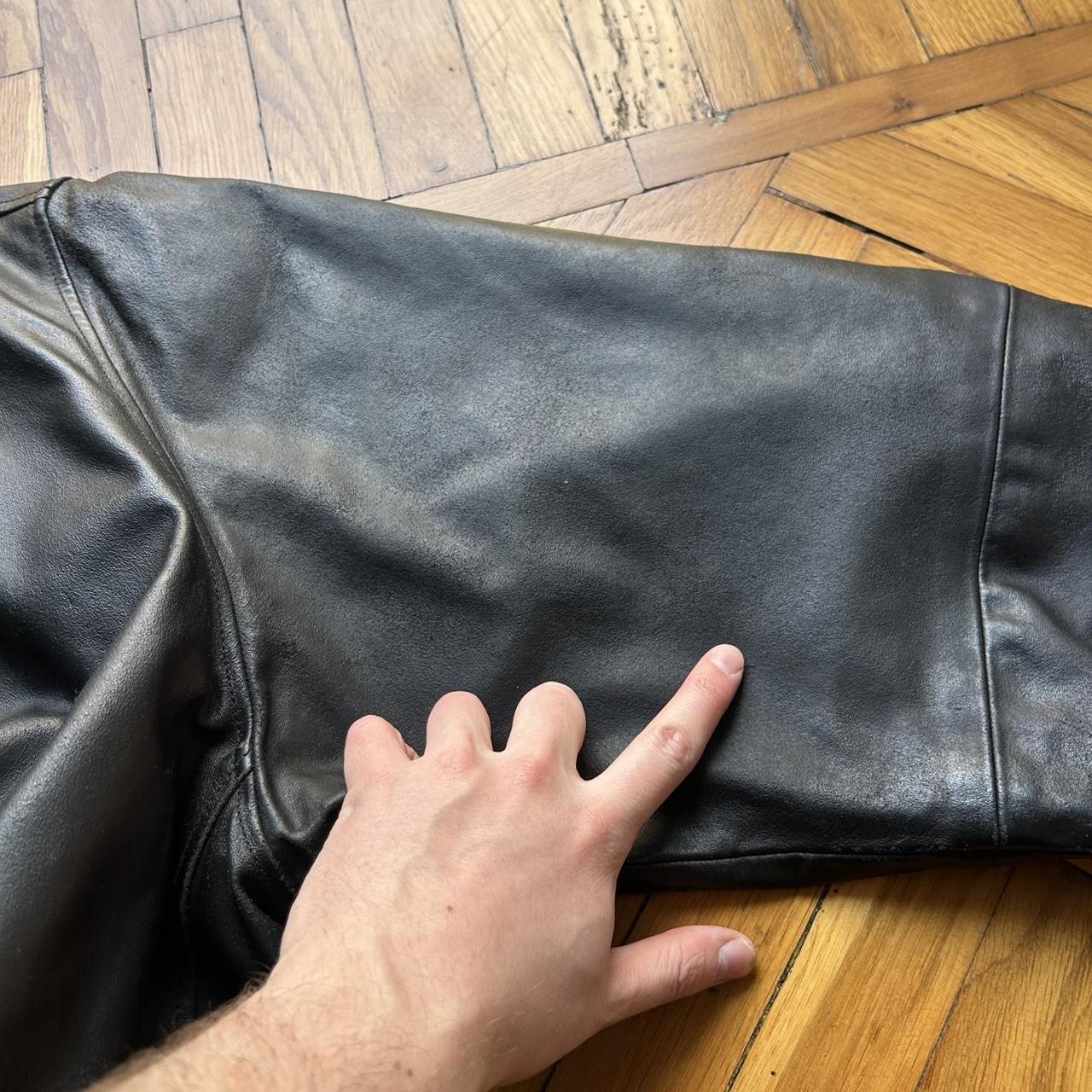 1990s Armani Jeans Leather Coat XL