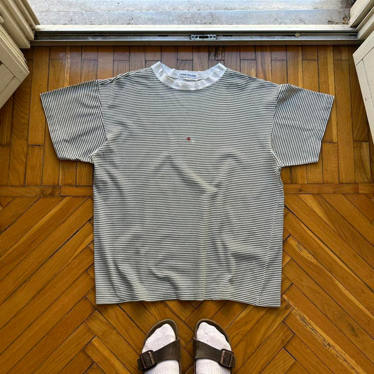1980s Stone Island T Shirt Striped Green XL