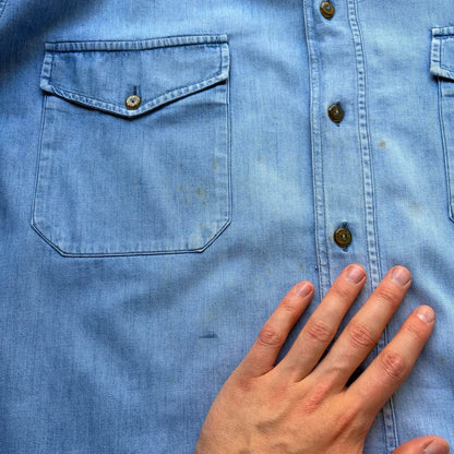 1990s Armani Jeans Denim Shirt Blue XL
