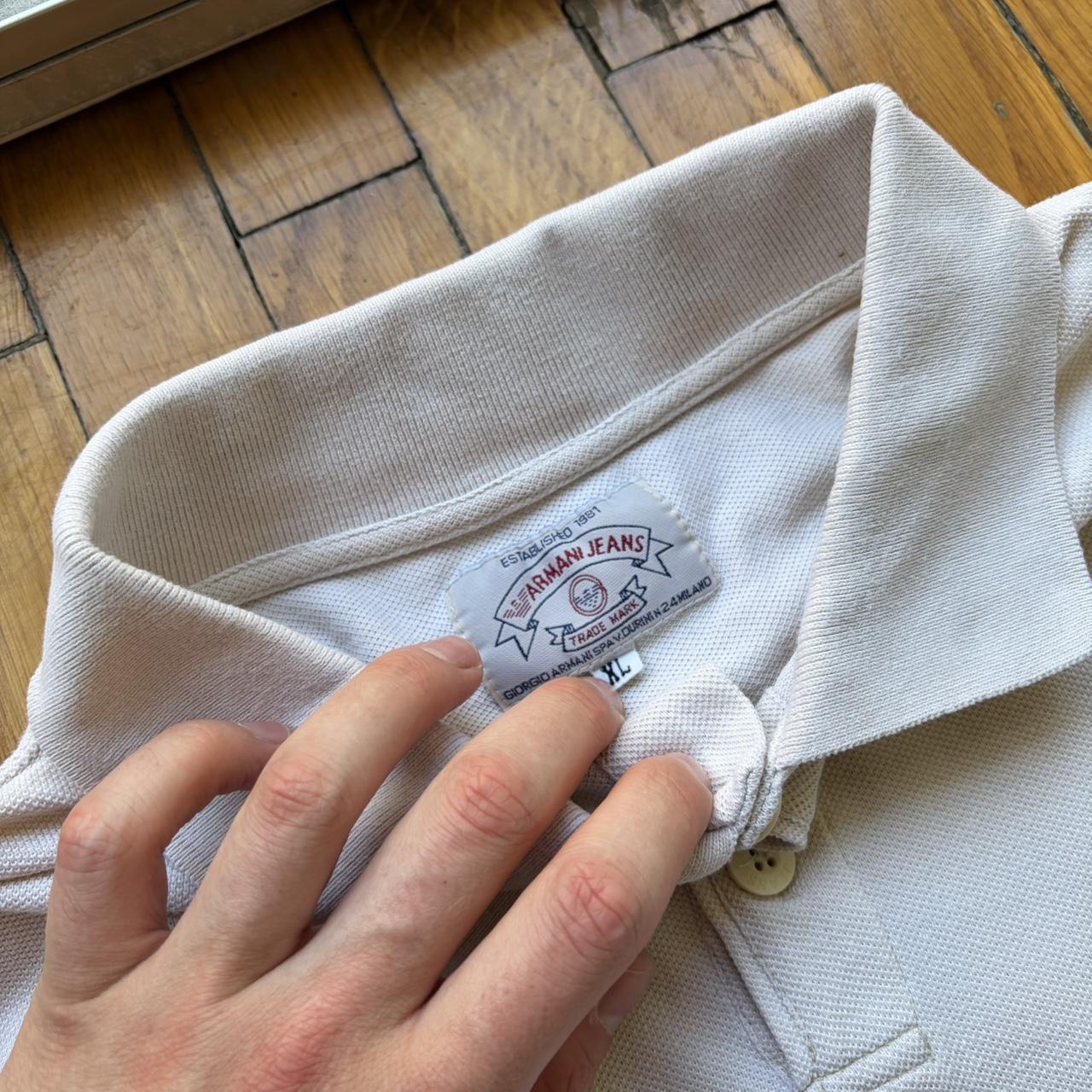 1990s Armani Jeans Polo Shirt Cream XL