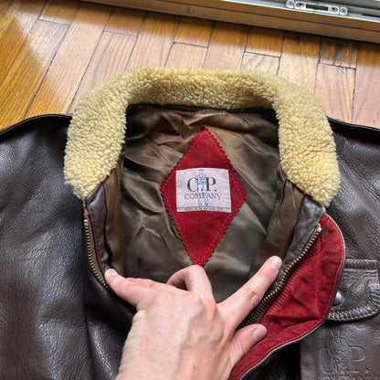 1980s CP Company Dutch Police Leather Jacket L