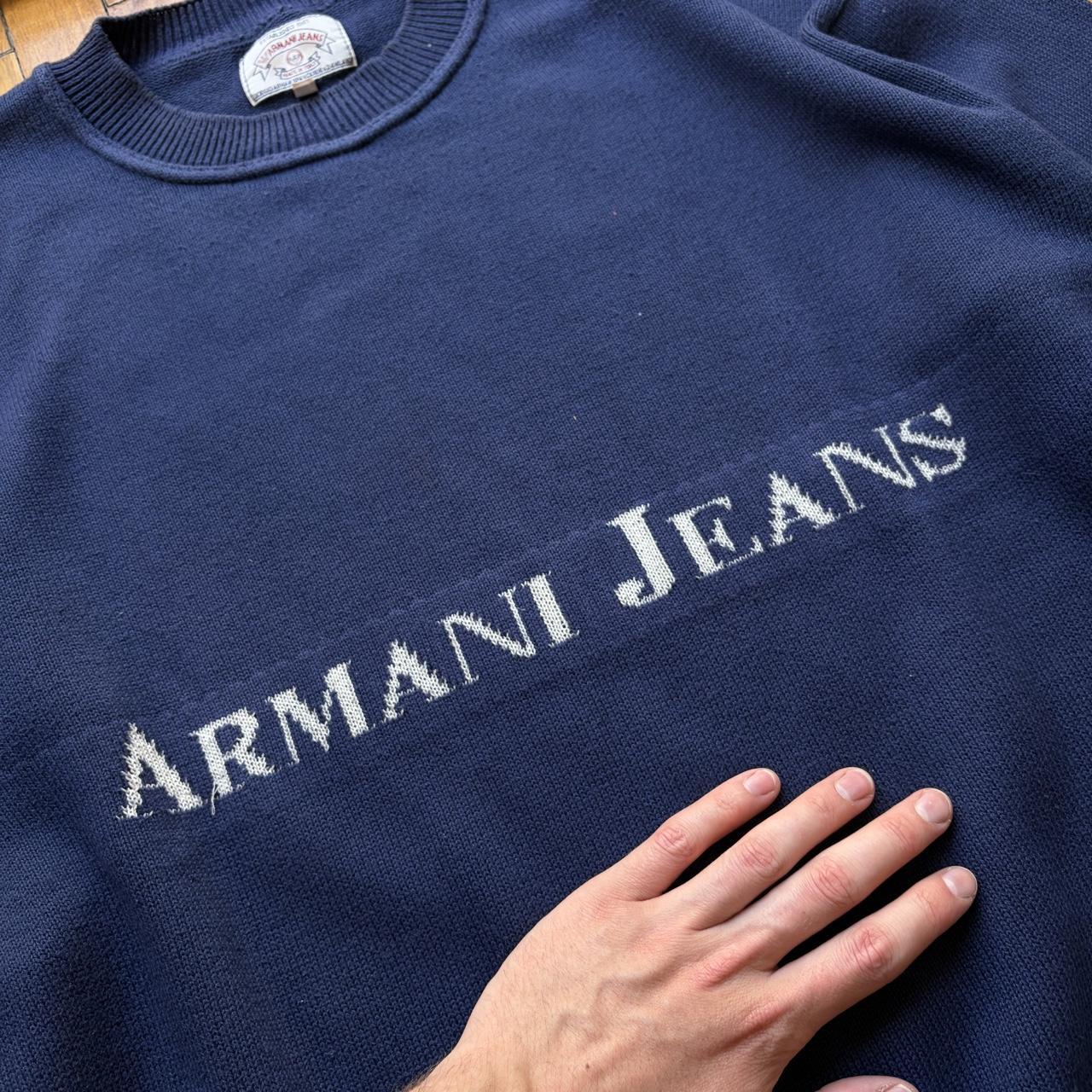 1990s Armani Jeans Knitted Jumper Navy L