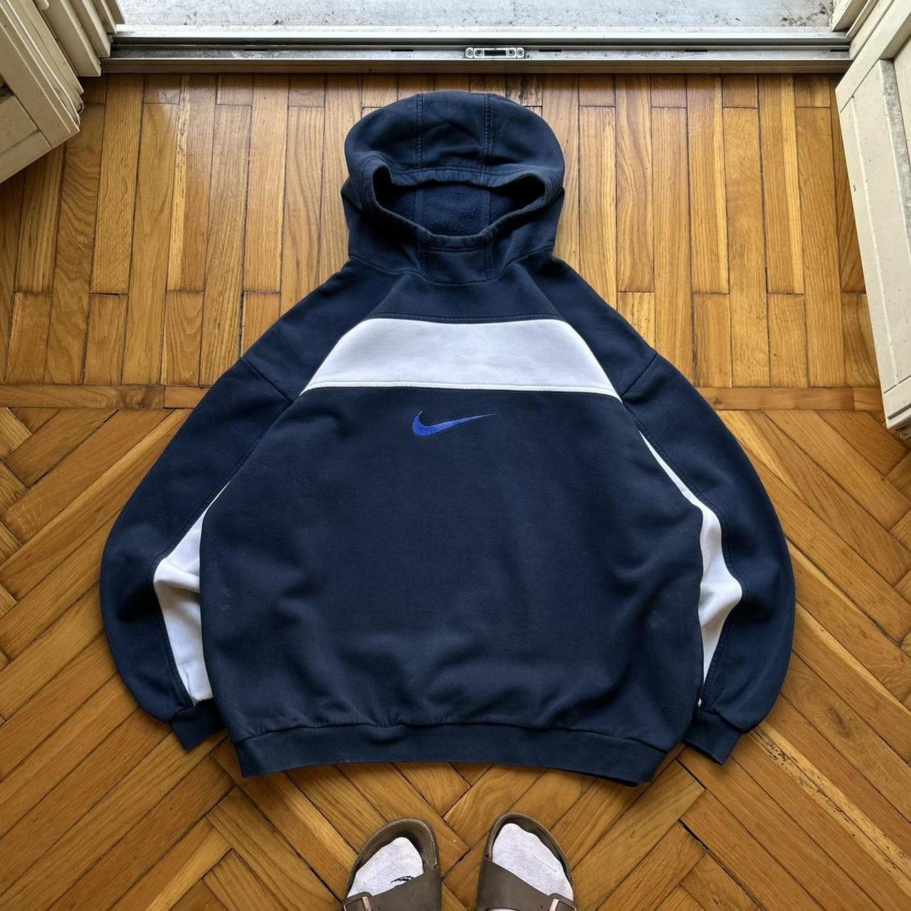 1990s Nike Swoosh Hoodie Navy XL