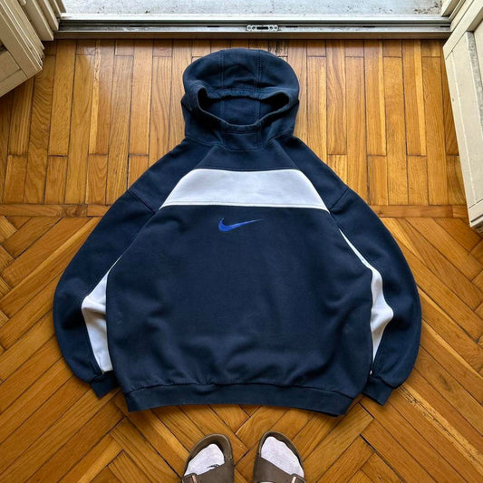 1990s Nike Swoosh Hoodie Navy XL