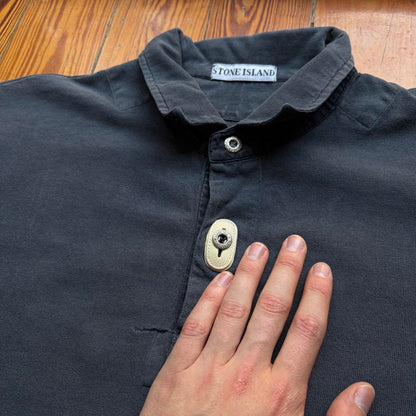 1980s Stone Island Marina Polo Shirt Black M