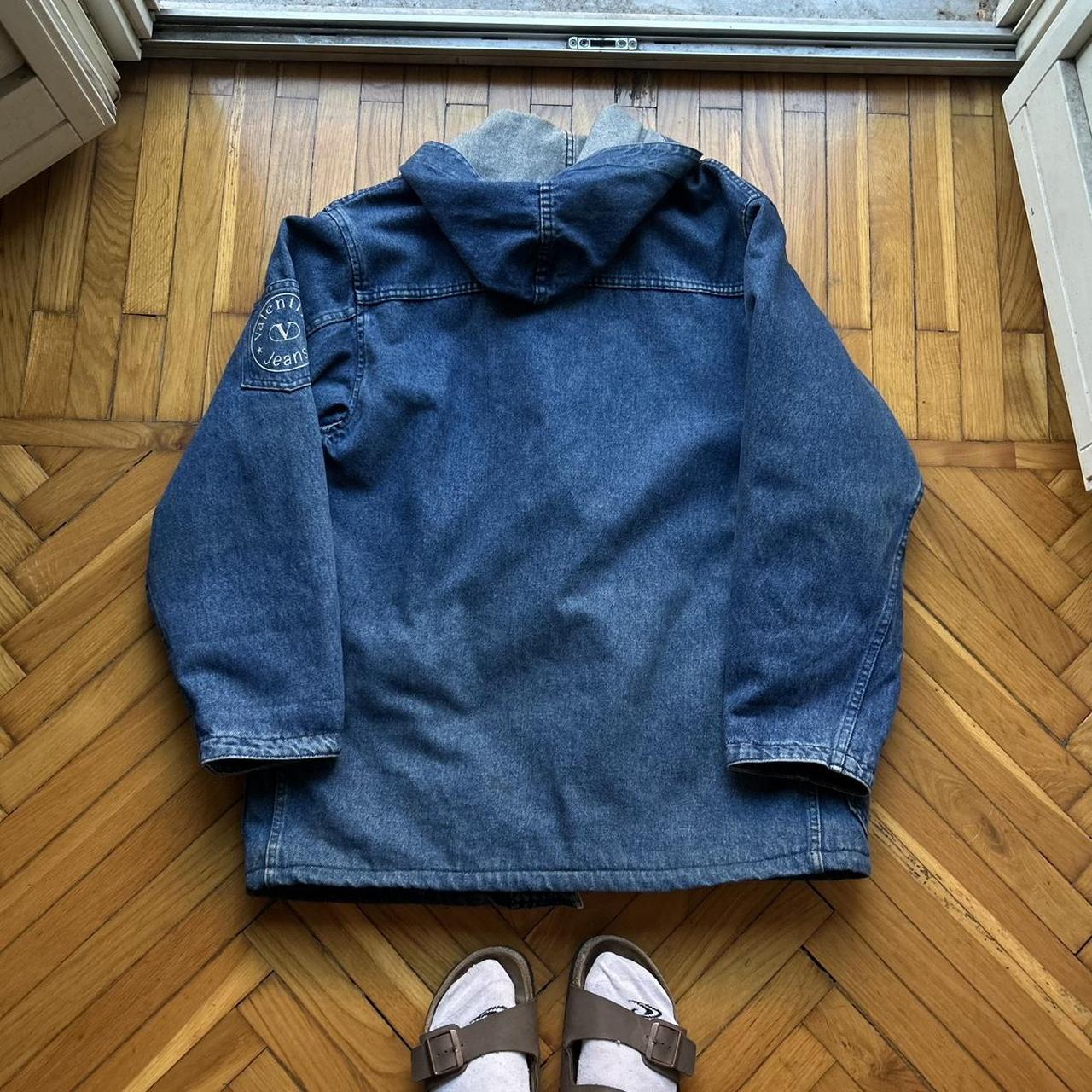 1990s Valentino Denim Duffle Coat Blue XL