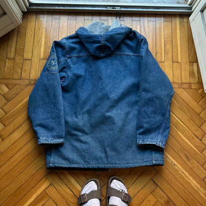 1990s Valentino Denim Duffle Coat Blue XL