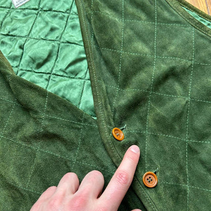 1980s CP Company Suede Waistcoat Green S